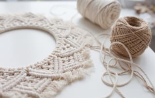Handmade,Macrame,Braiding,And,Cotton,Threads,On,White,Background.,Macrame