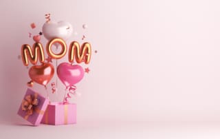 Happy,Mothers,Day,Decoration,Background,With,Gift,Box,,Balloon,,Mom